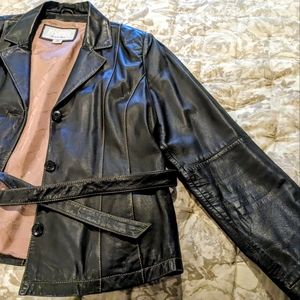 Leather jacket, black, XL, women